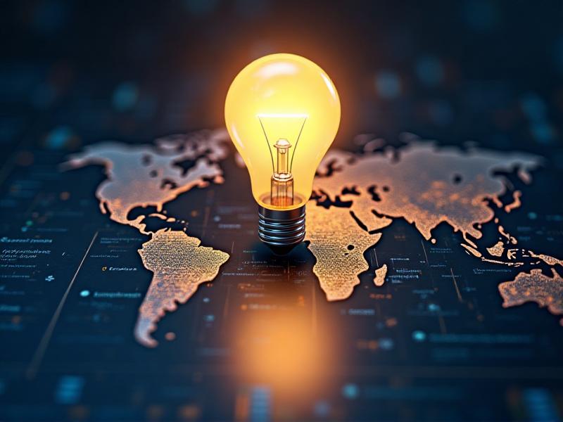 A vibrant illustration of various intellectual property elements, including a trademark symbol, a copyright notice, and a patent document, arranged around a glowing lightbulb representing innovation. The background features a digital interface with lines of code and a globe, symbolizing the global reach of online businesses. The image is designed to convey the importance of protecting intellectual property in the digital age.