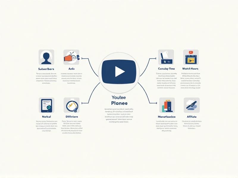 A detailed infographic explaining the YouTube Partner Program requirements, with icons representing subscribers, watch hours, and monetization features. The design is clean and modern, with a focus on clarity and accessibility for aspiring YouTubers.